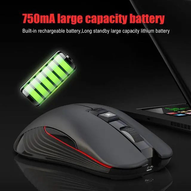 Alt view image 3 of 7 - 2.4G USB-C Wireless Mouse Rechargeable Gaming Mouse 3600DPI 7 Button Type-c Mute Mice for Macbook Laptop PC Game Mouse