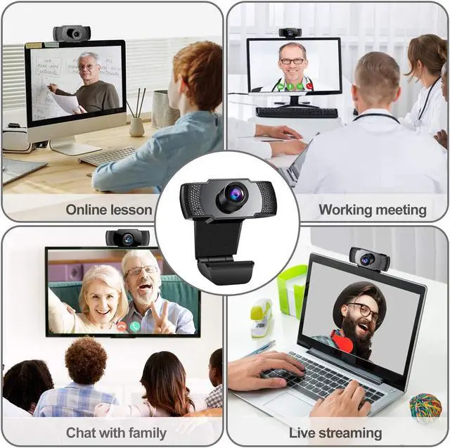 Alt view image 7 of 7 - 1080P Webcam, Webcam with Microphone, Full 1080P HD Video Webcam, Streaming Computer Web Camera with Support 3D denoising and Automatic Gain, USB Computer Webcam for Video Calling, Online Classes