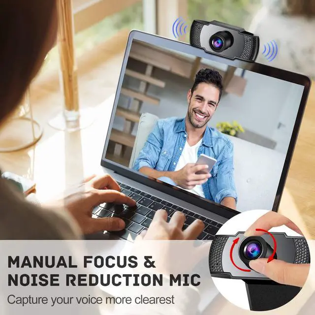 Alt view image 5 of 7 - 1080P Webcam, Webcam with Microphone, Full 1080P HD Video Webcam, Streaming Computer Web Camera with Support 3D denoising and Automatic Gain, USB Computer Webcam for Video Calling, Online Classes