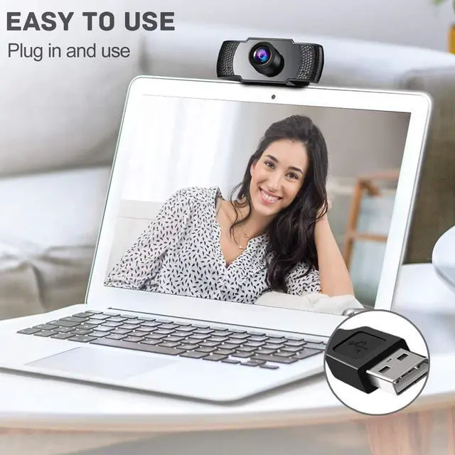 Alt view image 6 of 7 - 1080P Webcam, Webcam with Microphone, Full 1080P HD Video Webcam, Streaming Computer Web Camera with Support 3D denoising and Automatic Gain, USB Computer Webcam for Video Calling, Online Classes