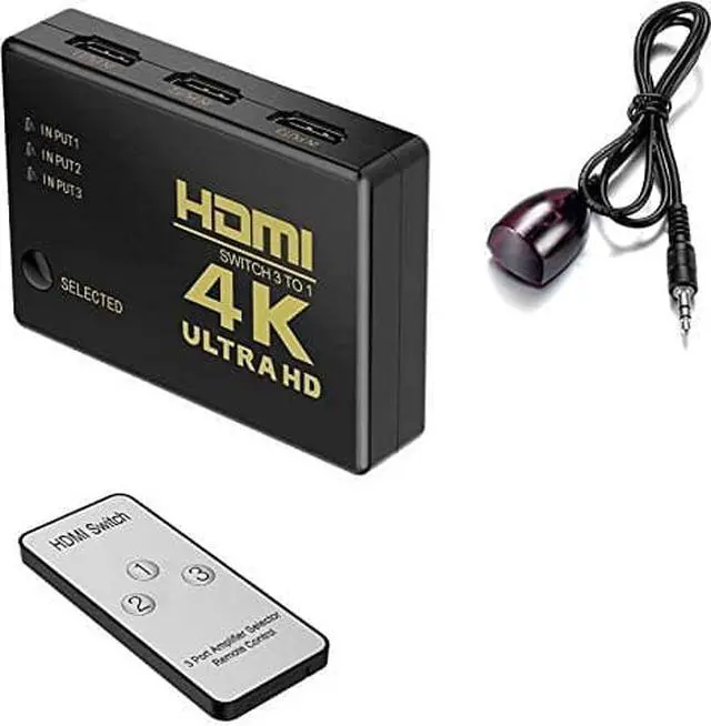 Alt view image 7 of 7 - HDMI Switch 4k, Intelligent 3-Port HDMI Switcher,Splitter, Supports 4K, Full HD1080p, 3D with IR Remote