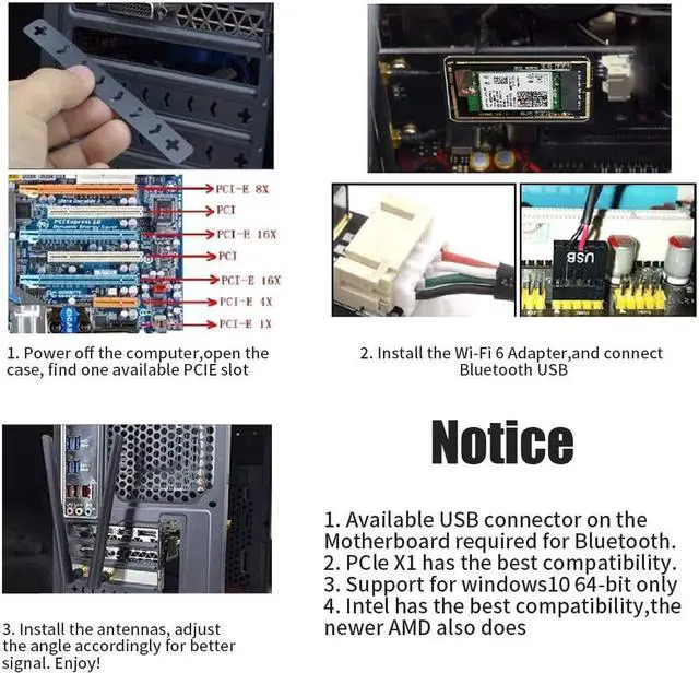 Alt view image 6 of 7 - AX200 WiFi 6 Card for PC| Bluetooth 5.0| 802.11ax| 3000Mbps Dual Band (2.4/5.8Ghz)| MU-MIMO OFDMA PCIe WiFi Card Ultra-Low Latency with Heat Sink, Support Windows 10 64-bit Only