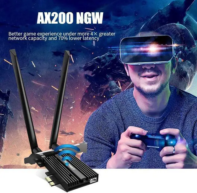 Alt view image 7 of 7 - AX200 WiFi 6 Card for PC| Bluetooth 5.0| 802.11ax| 3000Mbps Dual Band (2.4/5.8Ghz)| MU-MIMO OFDMA PCIe WiFi Card Ultra-Low Latency with Heat Sink, Support Windows 10 64-bit Only