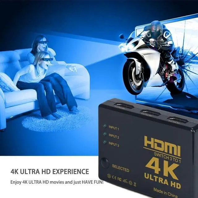 Alt view image 6 of 7 - HDMI Switch 4k, Intelligent 3-Port HDMI Switcher,Splitter, Supports 4K, Full HD1080p, 3D with IR Remote