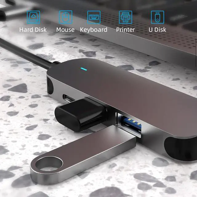 Alt view image 3 of 7 - Type C 4-in-1 USB C Hub Type-C to HDMI USB 3.0 2.0 Multi USB C Docking Station Laptop Switch HDMI for MacBook Pro Air for Notebook Laptop Phone