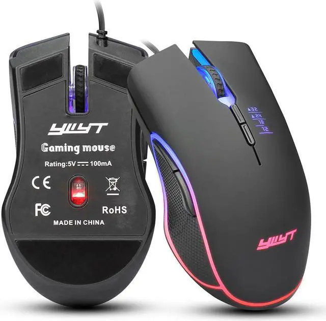 Main image of USB Wired Mouse Gaming Mice 3200DPI 7 Buttons Optical Gaming Mouse Ergonomic Mouse with 4-color Breathing Light Mouse (Color: Black)