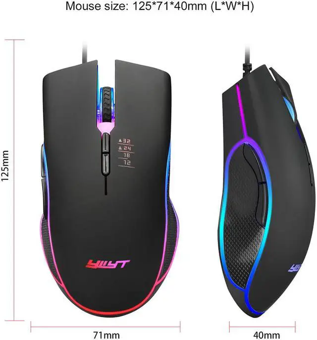 Alt view image 7 of 7 - USB Wired Mouse Gaming Mice 3200DPI 7 Buttons Optical Gaming Mouse Ergonomic Mouse with 4-color Breathing Light Mouse (Color: Black)