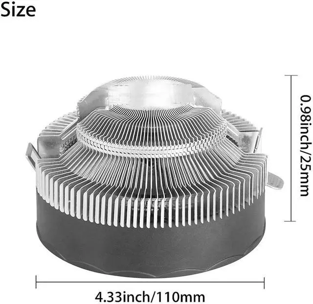 Alt view image 6 of 7 - Heatsink CPU Cooler Cooling Radiator Fan for Intel LGA 1150 1155 1156 775 1366 AMD AM2 AM2+ AM3 AM3+ AM4 3 Pin RGB CPU Cooler