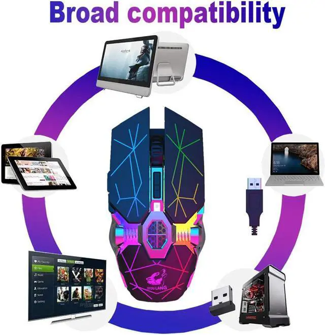 Alt view image 7 of 7 - Wireless Gaming Mouse Rechargeable, RGB Multi-Colour Backlit Game Mice with 7 Buttons Computer Accessories,2.4G Silent Optical,3 Adjustable DPI Game Mouse Power Saving Mode for Laptop/PC/Notebook