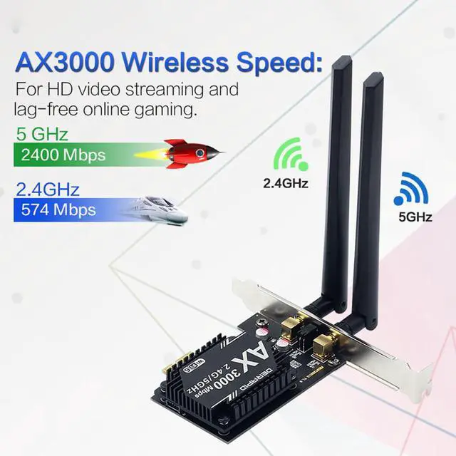Alt view image 3 of 7 - 3000Mbps Dual band AX200 Wi-Fi 6 Wireless WiFi PCI-Express Adapter Bluetooth 5.0 Desktop Card 2.4Ghz/5Ghz 802.11ax/ac for Windows 10 64bit and Linux