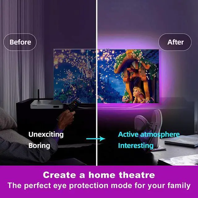 Alt view image 5 of 7 - 50ft/15M LED Flexible Strip Lights, LED Lights Strip RGB LED Strip Music Sync Color Changing LED Strip Lights APP Bluetooth Controll + Remote, LED Lights for Bedroom,Party and Home Decoration