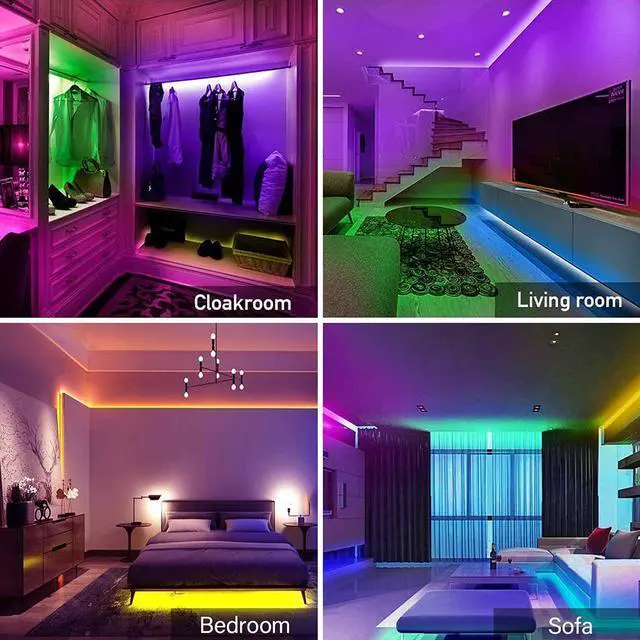 Alt view image 6 of 7 - 50ft/15M LED Flexible Strip Lights, LED Lights Strip RGB LED Strip Music Sync Color Changing LED Strip Lights APP Bluetooth Controll + Remote, LED Lights for Bedroom,Party and Home Decoration