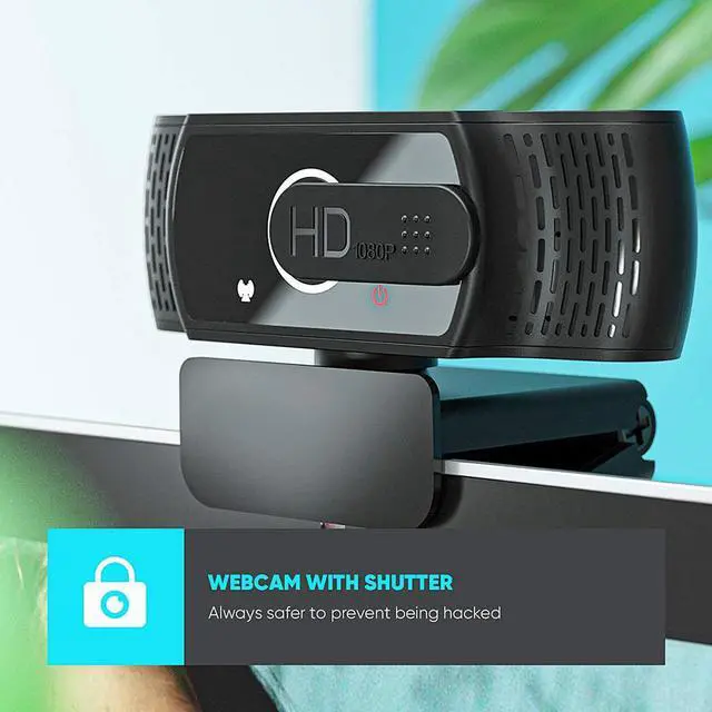 Alt view image 5 of 7 - Full HD 1080p Webcam, Live Streaming Camera with Privacy Shutter for Video Calling, Online Classes, HD Light Correction, Works with Skype, Zoom, FaceTime, Hangouts, PC/Mac/Laptop/Smart TV