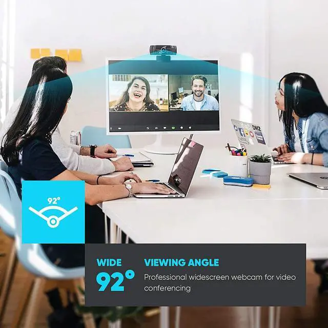 Alt view image 4 of 7 - Full HD 1080p Webcam, Live Streaming Camera with Privacy Shutter for Video Calling, Online Classes, HD Light Correction, Works with Skype, Zoom, FaceTime, Hangouts, PC/Mac/Laptop/Smart TV
