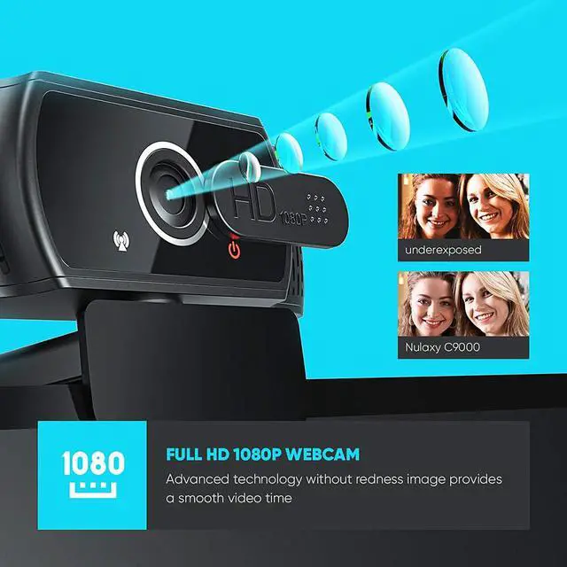 Alt view image 2 of 7 - Full HD 1080p Webcam, Live Streaming Camera with Privacy Shutter for Video Calling, Online Classes, HD Light Correction, Works with Skype, Zoom, FaceTime, Hangouts, PC/Mac/Laptop/Smart TV