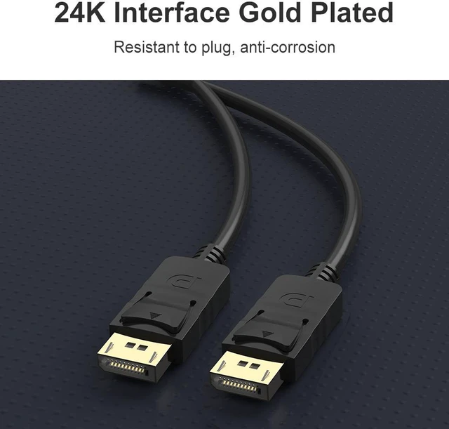 Alt view image 5 of 7 - DisplayPort to DisplayPort Cable, 6 Feet, Gold-Plated Display Port Cable (4K 60Hz, 1440p 144Hz) DP Cable Compatible with Computer, Desktop, Laptop, PC, Monitor, Projector - Black