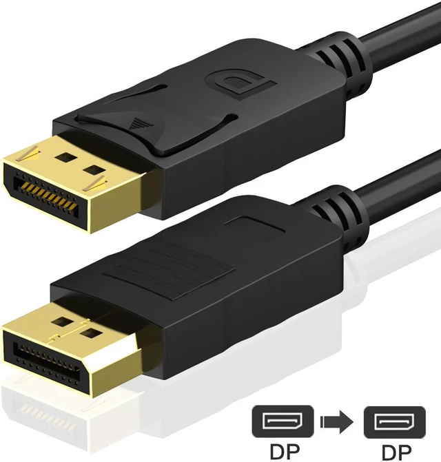 Main image of DisplayPort to DisplayPort Cable, 6 Feet, Gold-Plated Display Port Cable (4K 60Hz, 1440p 144Hz) DP Cable Compatible with Computer, Desktop, Laptop, PC, Monitor, Projector - Black