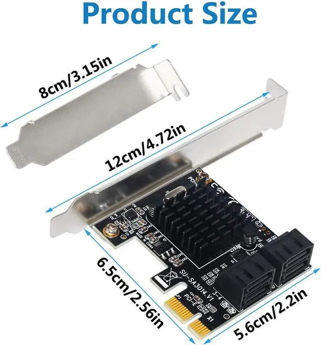 Alt view image 6 of 7 - PCIe SATA Card, 4 Port with 4 SATA Cable, SATA Controller Expansion Card with Low Profile Bracket, Marvell 9215 Non-Raid, Boot as System Disk, Support 4 SATA 3.0 Devices