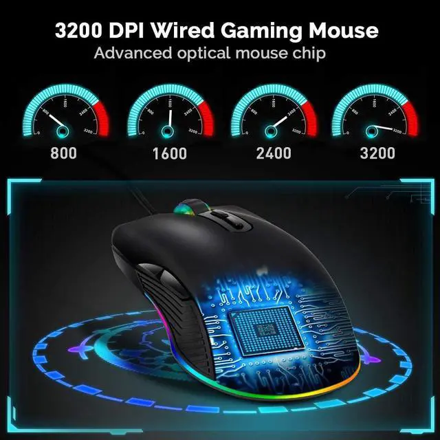 Alt view image 3 of 7 - USB C Mouse, Ergonomic Type-C Mouse with Backlight, up to 3200 DPI, RGB Wired Gaming Mouse for MacBook Pro, Matebook X, MacBook 12", Chromebook, HP OMEN and More USB Type C Devices (USB C Port)