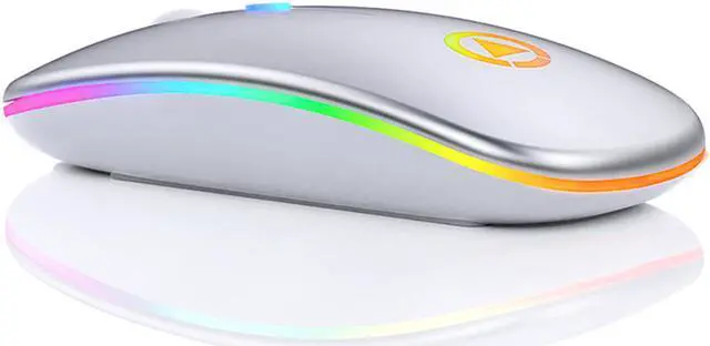 Alt view image 5 of 7 - Slim Mini Wireless Bluetooth Mouse Rechargeable Silent LED Backlit Mice 2.4GHz USB Adjustable DIP Optical Mouse for Laptop Computer PC