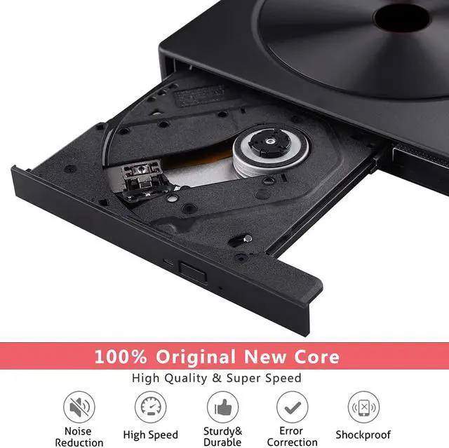 Alt view image 6 of 8 - External CD DVD Drive, USB C Writer Type C & USB 3.0 CD DVD RAM Burner, Portable Slim Burner DVD+/-RW Writer Plug and Play, High Speed Re-Writer for Laptop Notebook PC Desktop Computer (Black)