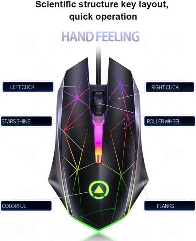 Alt view image 4 of 7 - 1200DPI USB Wired Gaming Mice Colourful Backlight Ergonomic Gaming Mouse for Computer Laptop Gamer Mouse USB Wired Mouse