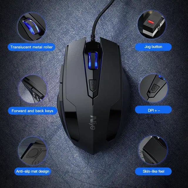 Alt view image 6 of 7 - Wired Mouse, USB Wired Gaming Mice with 2400 DPI, 6 Buttons for Computer PC Laptop, USB Wired Mouse 4 Adjustable DPI Levels Mouse for Gamer Win 10/8/7/XP, Black