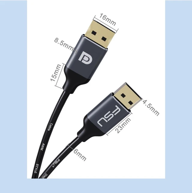 Alt view image 6 of 7 - Ultra HD DisplayPort 1.4 Cable 8K 4K 144Hz 165Hz DP Cable Display Port Adapter for Video PC Laptop TV DP 1.4 1.2 Display Port 1.2 Cable (9.9FT/ 3M)