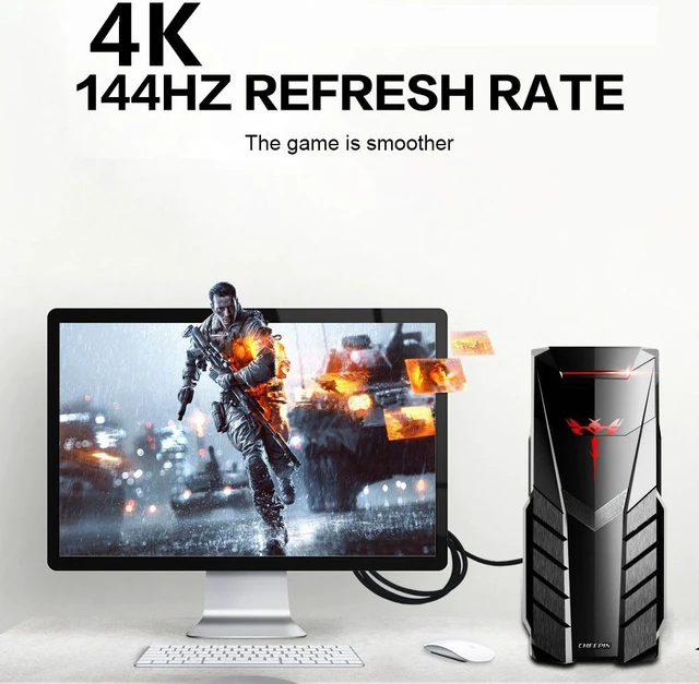 Alt view image 3 of 7 - Ultra HD DisplayPort 1.4 Cable 8K 4K 144Hz 165Hz DP Cable Display Port Adapter for Video PC Laptop TV DP 1.4 1.2 Display Port 1.2 Cable (9.9FT/ 3M)