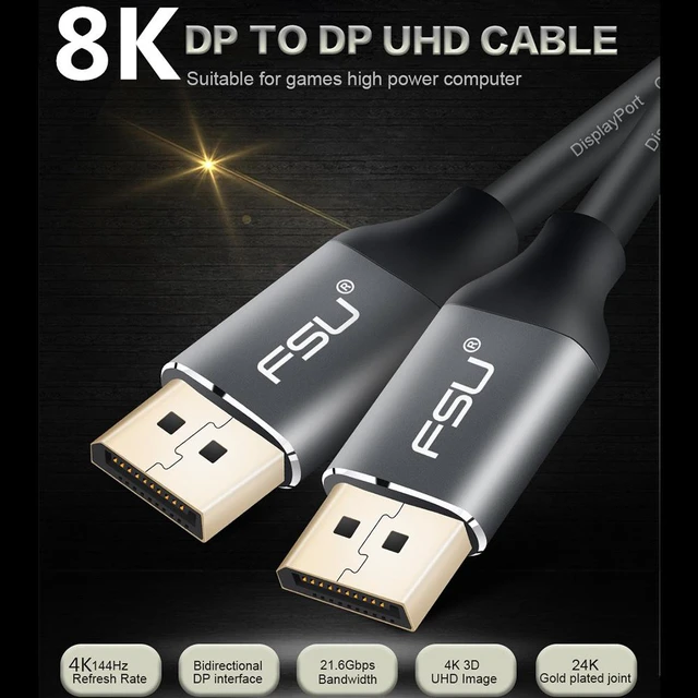 Alt view image 7 of 7 - Ultra HD DisplayPort 1.4 Cable 8K 4K 144Hz 165Hz DP Cable Display Port Adapter for Video PC Laptop TV DP 1.4 1.2 Display Port 1.2 Cable (9.9FT/ 3M)