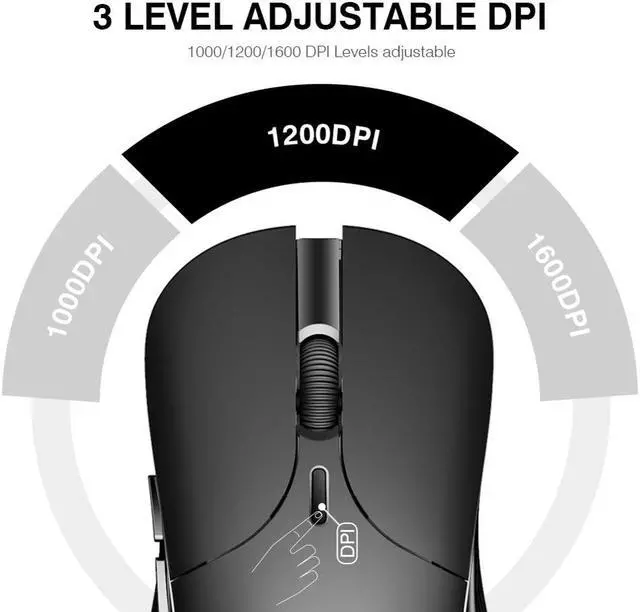 Alt view image 2 of 7 - Silent Wireless Mouse Rechargeable Durable Slim Mice 2.4G Wireless Mice 3 DPI Adjustable 6 Buttons for Notebook, PC Computer Mouse (Black)