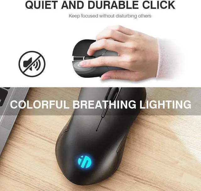 Alt view image 4 of 7 - Silent Wireless Mouse Rechargeable Durable Slim Mice 2.4G Wireless Mice 3 DPI Adjustable 6 Buttons for Notebook, PC Computer Mouse (Black)