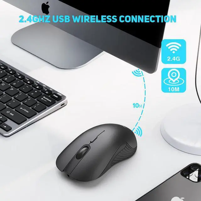Alt view image 3 of 7 - Silent Wireless Mouse Rechargeable Durable Slim Mice 2.4G Wireless Mice 3 DPI Adjustable 6 Buttons for Notebook, PC Computer Mouse (Black)