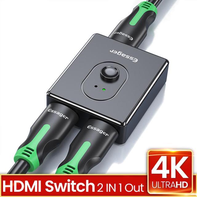 HDMI Switch 4K HDMI Splitter, iXever Aluminum HDMI Switcher 2 Input 1  Output Bi-Directional, HDMI Switch Splitter 2 x 1/1 x 2, No External Power  Required, Support 4K 3D HD 1080P for