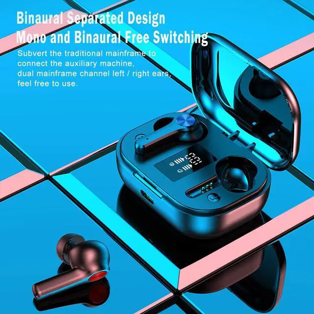Alt view image 6 of 7 - Ture Wireless Earbuds, Bluetooth 5.0 Headphones in-Ear with Charging Case, Waterproof Deep Bass TWS Stereo Earphones Built-in Mic with LED Display Touch Control Compatible with iPhone and Android