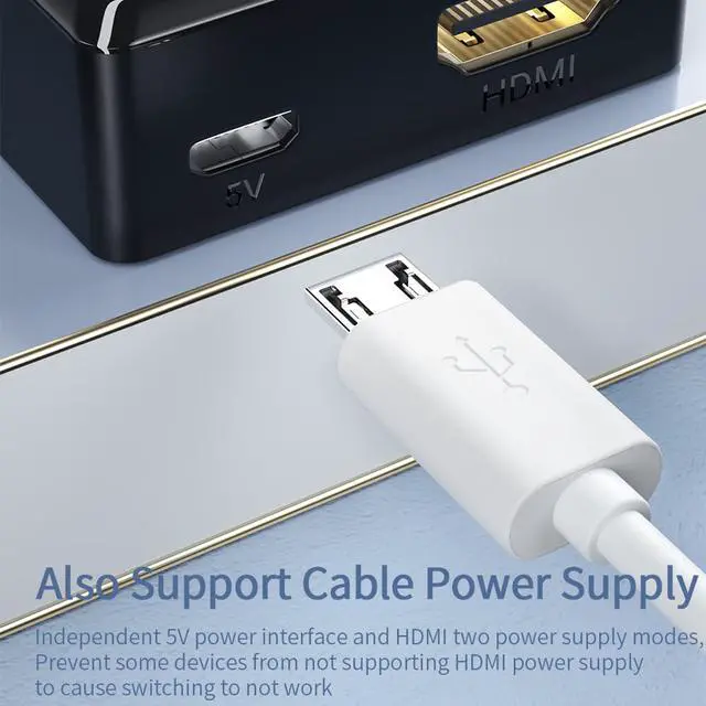 Alt view image 6 of 7 - HDMI Switch 4K HDMI Splitter- Aluminum Bi-Directional HDMI Switcher 2 Input 1 Output, HDMI Switch Splitter 2 x 1/1 x 2. No External Power Required, Support 4K 3D HD 1080P for Xbox PS4 Roku HDTV