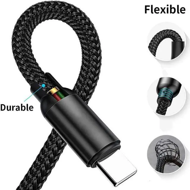 Alt view image 3 of 7 - 6ft Nylon Braided Surface Connect to USB-C Charging Cable Compatible for Microsoft Surface Pro7 Go2 Pro6 5/4/3 Surface Laptop1/2/3 & Surface Book, Works with 45W 15V3A USBC Charger (Black, 1.8 Meters)