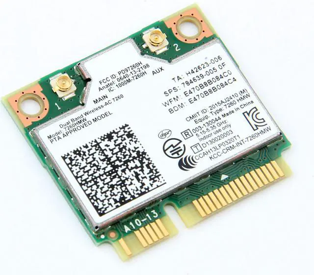Alt view image 7 of 7 - Mini pcie WiFi Card Dual Band Wireless AC 7260 PCI Express Card 802.11ac 2x2 Wi-Fi 7260hmw Bluetooth 4.0 PCIe Half WiFi Card 802.11 b/a/g/n/ac for Laptop Window 7 8 8.1 10 Linux 2.4.x/2.6.x or Later