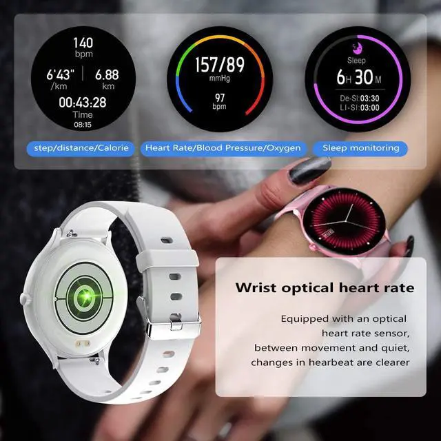 Alt view image 3 of 7 - 1.28inch Full Circle Touch Screen Smart Watch, Bluetooth Watch IP67 Waterproof Fitness Tracker, Sleep/Heart Rate Monitor/Step/Calorie Counter, Smartwatch Compatible Android iPhone