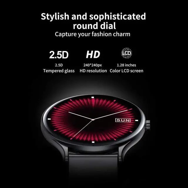 Alt view image 2 of 7 - 1.28inch Full Circle Touch Screen Smart Watch, Bluetooth Watch IP67 Waterproof Fitness Tracker, Sleep/Heart Rate Monitor/Step/Calorie Counter, Smartwatch Compatible Android iPhone