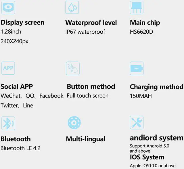 Alt view image 7 of 7 - 1.28inch Full Circle Touch Screen Smart Watch, Bluetooth Watch IP67 Waterproof Fitness Tracker, Sleep/Heart Rate Monitor/Step/Calorie Counter, Smartwatch Compatible Android iPhone