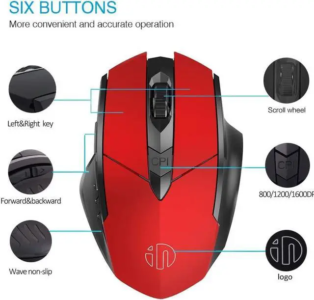 Alt view image 3 of 7 - Slient Wireless Mouse, Large Ergonomic Rechargeable 2.4G Optical Wireless Mouse PC Laptop Cordless Mice with USB Nano Receiver, for Windows Windows 7/8/10/XP, Vista and Mac OS Computer Office Mouse