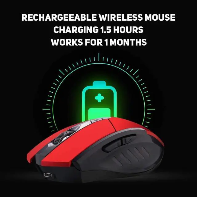 Alt view image 5 of 7 - Slient Wireless Mouse, Large Ergonomic Rechargeable 2.4G Optical Wireless Mouse PC Laptop Cordless Mice with USB Nano Receiver, for Windows Windows 7/8/10/XP, Vista and Mac OS Computer Office Mouse