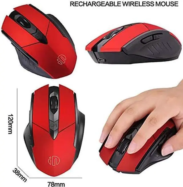 Alt view image 6 of 7 - Slient Wireless Mouse, Large Ergonomic Rechargeable 2.4G Optical Wireless Mouse PC Laptop Cordless Mice with USB Nano Receiver, for Windows Windows 7/8/10/XP, Vista and Mac OS Computer Office Mouse