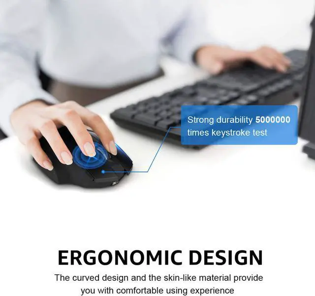 Alt view image 4 of 7 - Slient Wireless Mouse, Large Ergonomic Rechargeable 2.4G Optical Wireless Mouse PC Laptop Cordless Mice with USB Nano Receiver, for Windows Windows 7/8/10/XP, Vista and Mac OS Computer Office Mouse