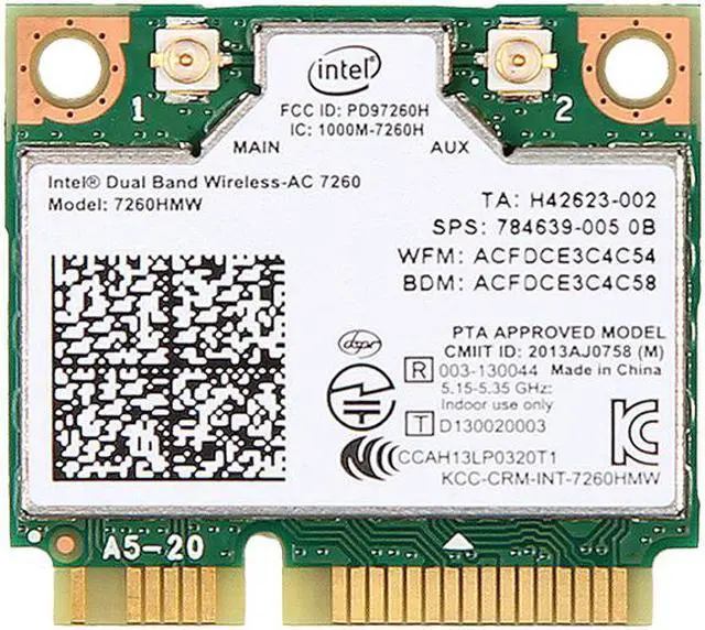 Alt view image 3 of 7 - Network Card 7260HMW,Dual Band Wireless-AC 7260 Network Adapter PCI Express Half Mini Card 802.11 b/a/g/n/ac (TA:H 867Mbps)