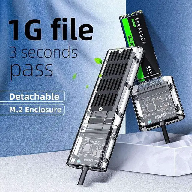 Alt view image 3 of 7 - Transparent M.2 SSD Enclosure High Speed USB3.0 Gen1 5Gb/S M.2 NGFF SATA External Hard Drive Case for PC