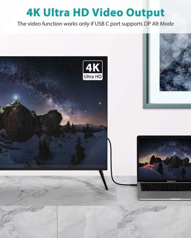 Alt view image 4 of 7 - USB C to USB C 3.1 Gen 2 Cable 10Gbps Data Transfer, 4K Video Output Monitor Cable 100W PD Fast Charging Compatible with Thunderbolt 3, MacBook Pro, iPad Pro, Galaxy S20, Google Pixel - 3.3FT / 1M