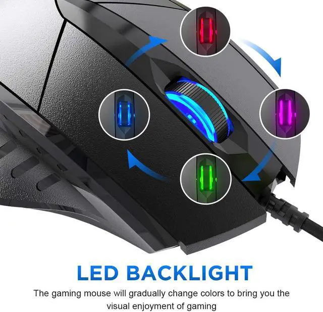 Alt view image 6 of 7 - [Upgraded] Wired USB Mouse, Silent Click and Optical Tracking,1200DPI, 3-Buttons, Corded Mouse for PC Computer Laptop MacBook Office, Black
