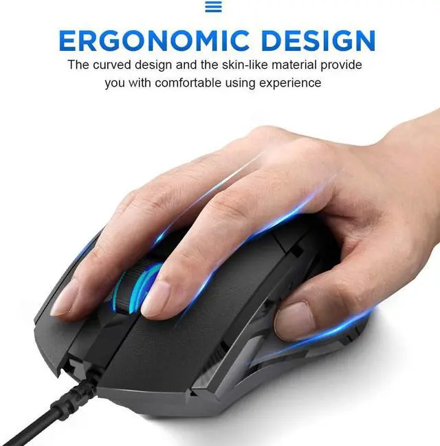 Alt view image 3 of 7 - [Upgraded] Wired USB Mouse, Silent Click and Optical Tracking,1200DPI, 3-Buttons, Corded Mouse for PC Computer Laptop MacBook Office, Black